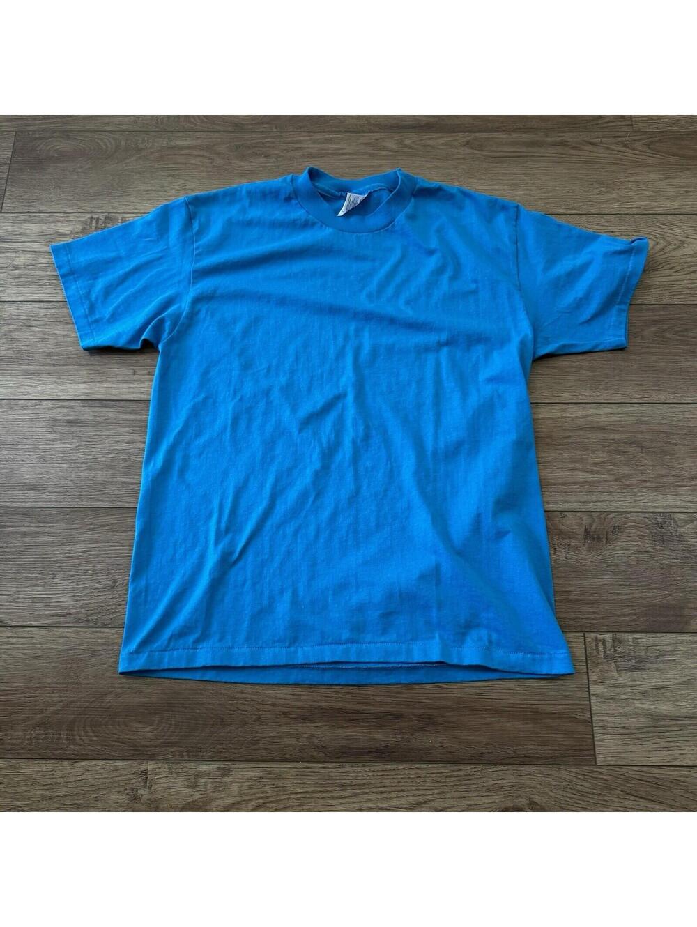 Vintage 90s Hanes Heavyweight 50/50 Single Stitch Blue Shirt